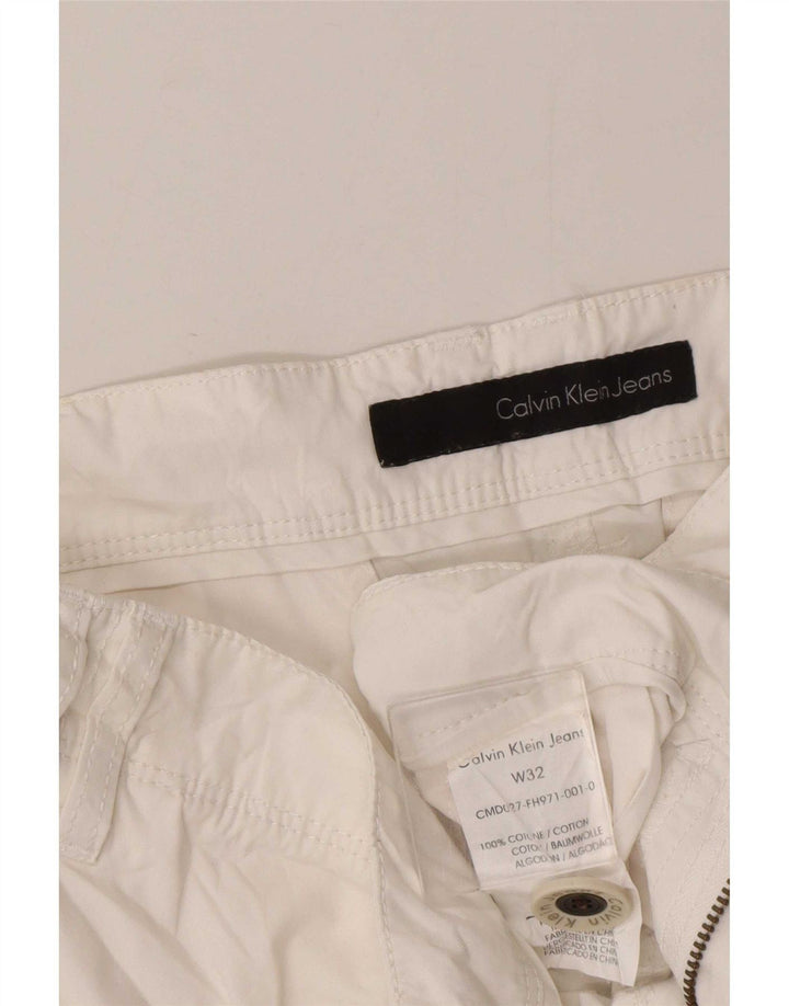 Calvin Klein Herre Cargo Shorts W32 Medium White Bomuld