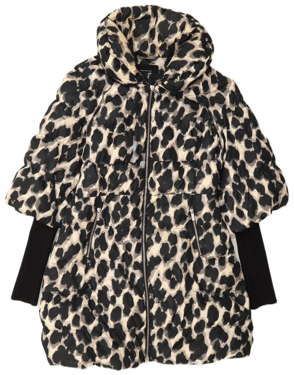 Karen Millen Womens Polstret Frakke UK 12 Medium Black Animal Print Polyester