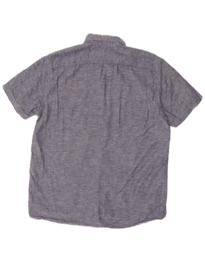 TED BAKER Kortærmet herreskjorte str. 3 Medium Navyblå Flecked Bomuld