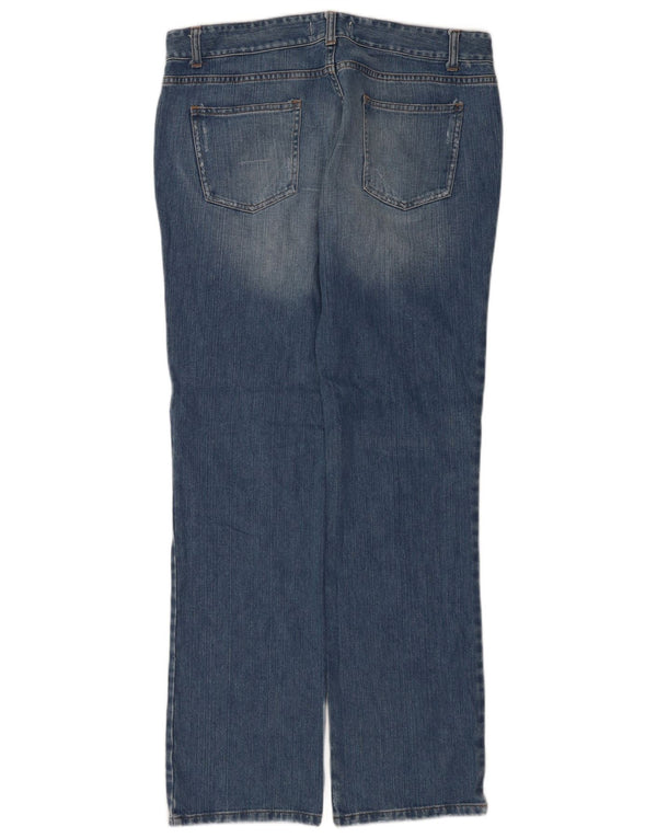 Benetton Dame Distressed Straight Jeans IT 48 XL W32 L34 Blå Bomuld