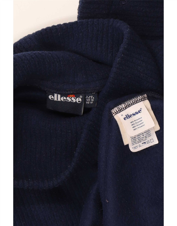Ellesse Dame Oversized Fleece Jumper UK 16 Large Navy Blue Polyester