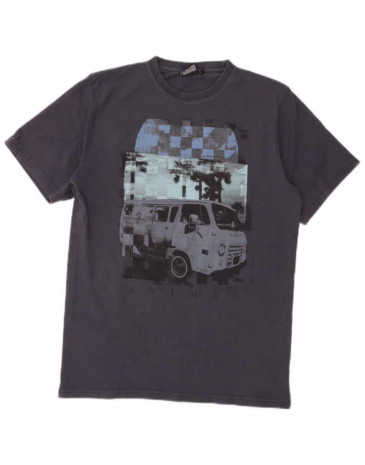 Animal Herre grafisk T-shirt Top Medium Marineblå Bomuld
