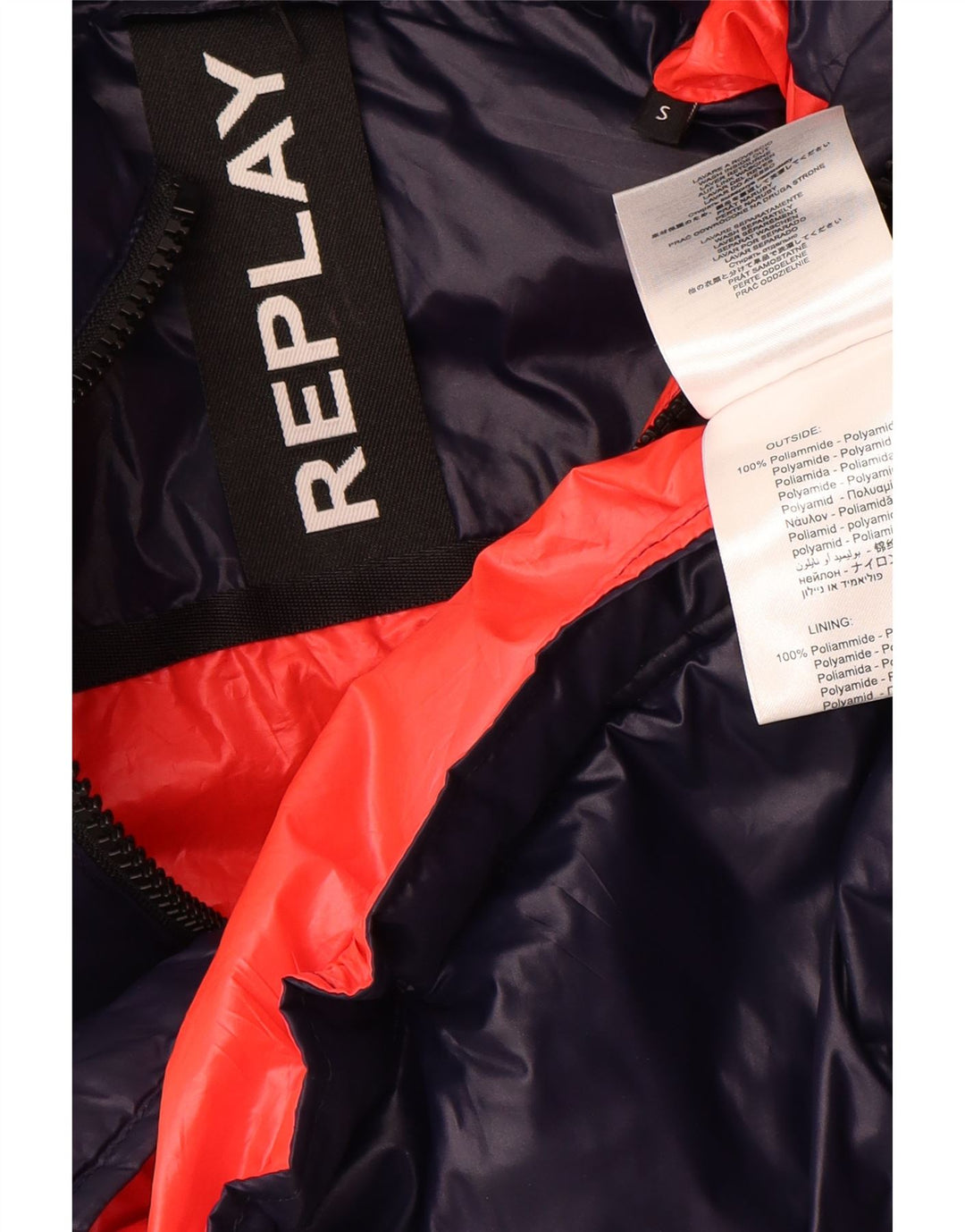 REPLAY Dame Oversized hættejakke UK 10 Small Navy Blue