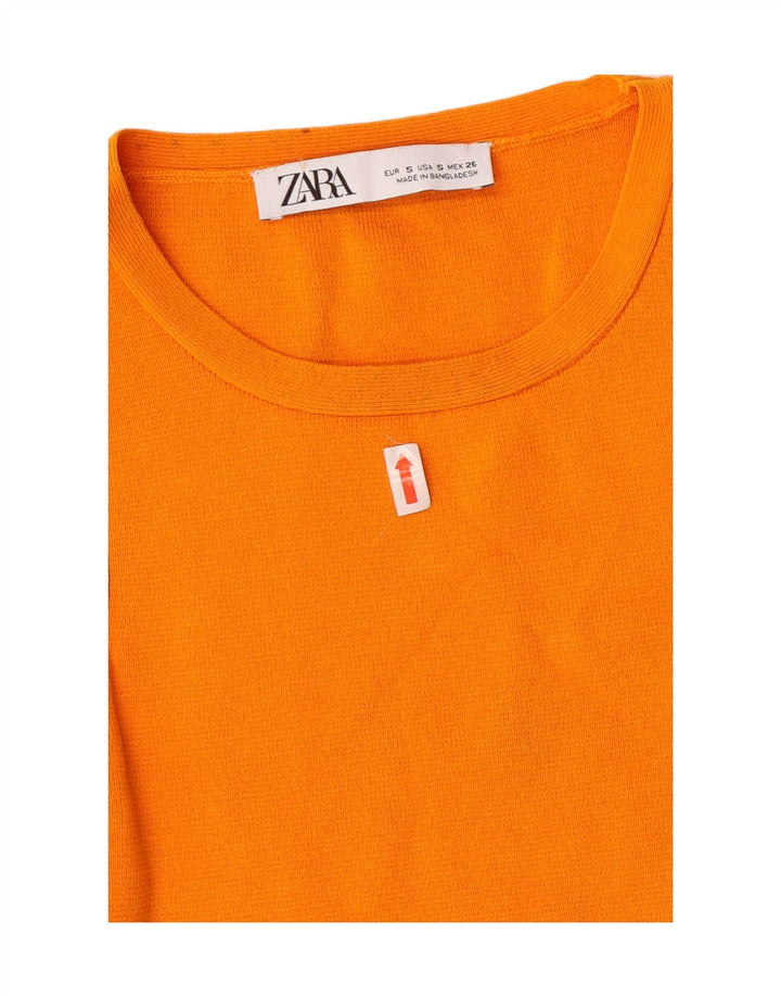 ZARA Womens Crop Vest Tank Top UK 10 Small Orange Vintage Zara and Second-Hand Zara from Messina Hembry 