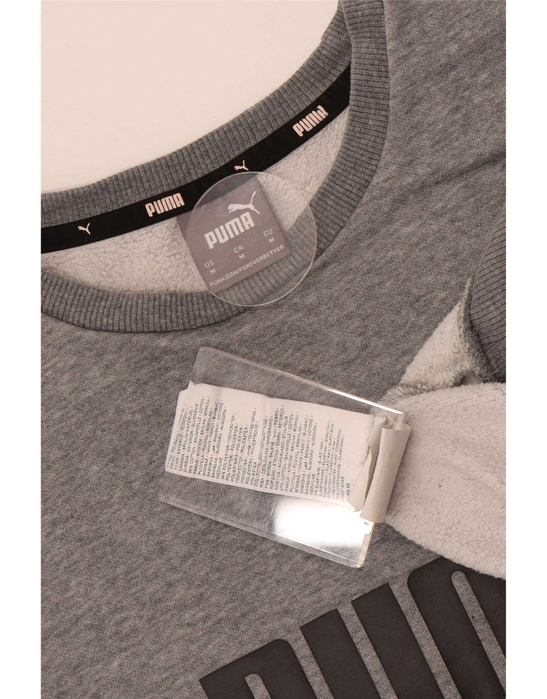 Puma Herre Grafisk Sweatshirt Jumper Medium Grå Bomuld