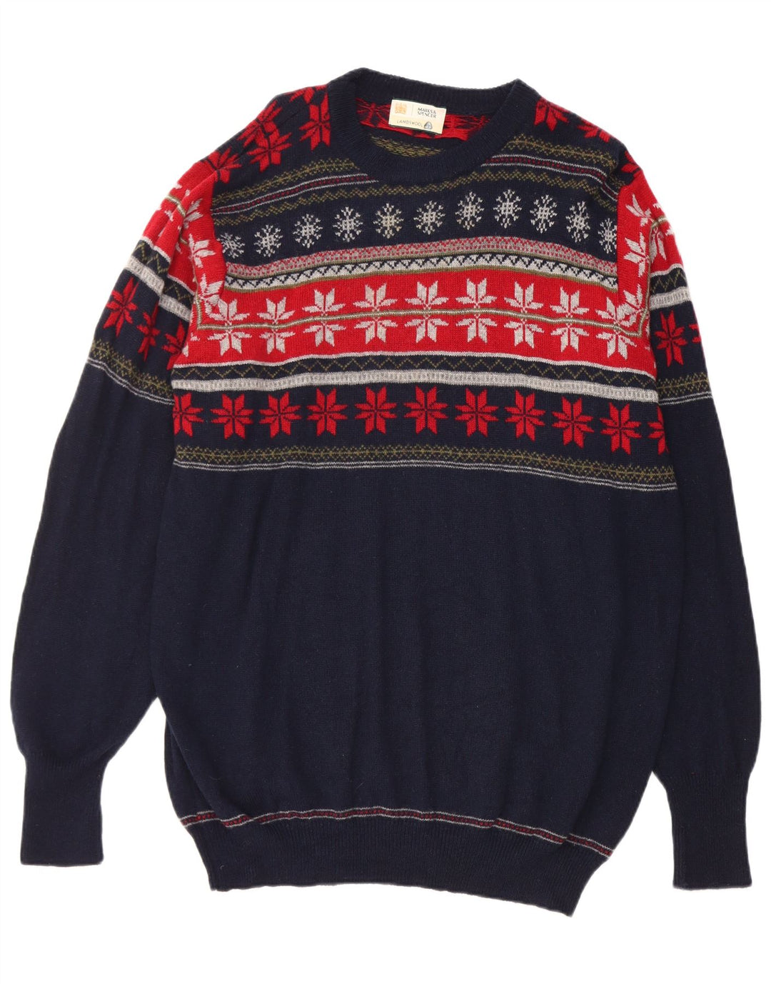 Marks & Spencer Herre sweater med rund hals, stor marineblå Fair Isle