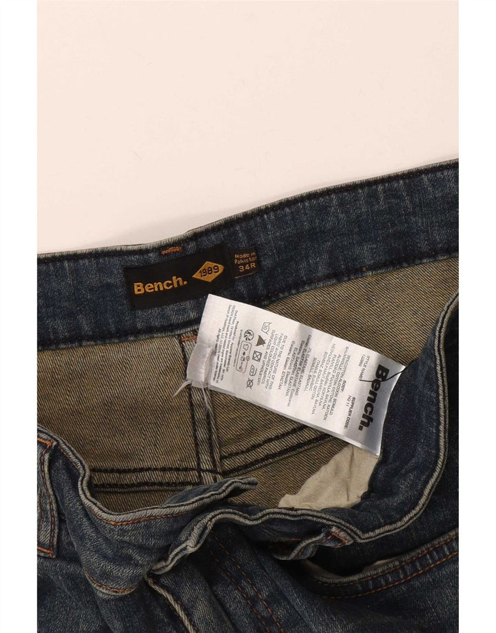 Bænk Herre Distressed Slim Jeans W34 L32 Blå Bomuld