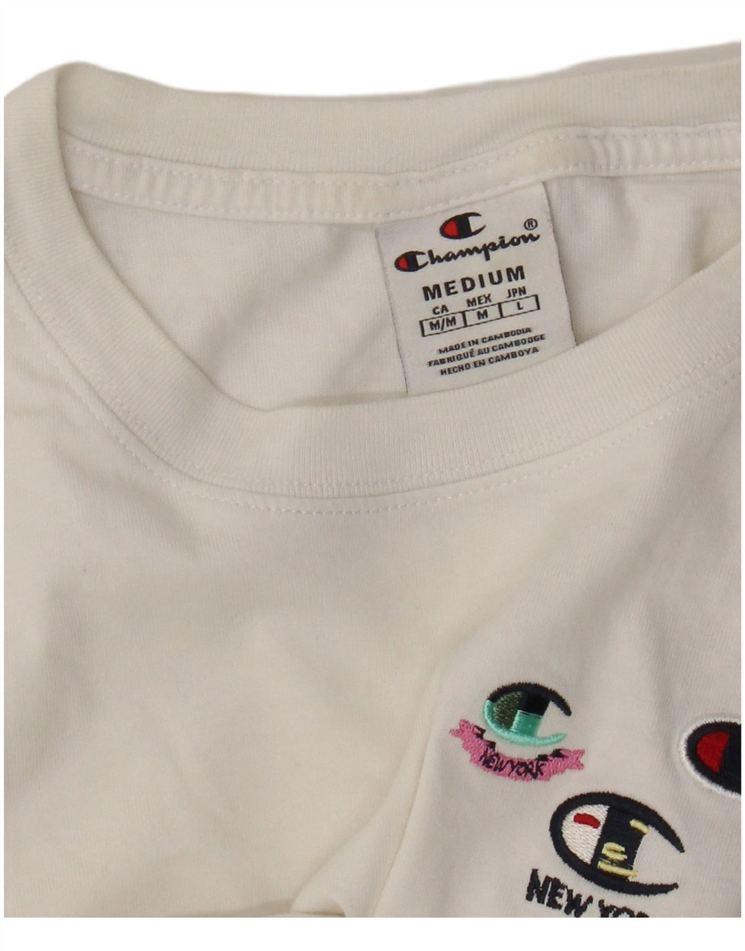 Champion Dame Grafisk T-Shirt Top UK 12 Medium White