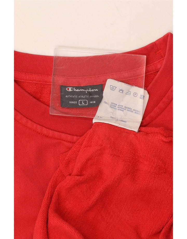 CHAMPION Mens Graphic Sweatshirt Jumper Large Red Cotton Vintage Champion and Second-Hand Champion from Messina Hembry 