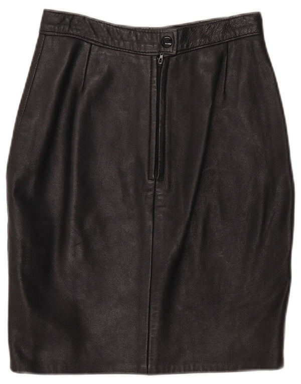 Vintage kvinders læder blyantnederdel UK 10 Small W25 Black