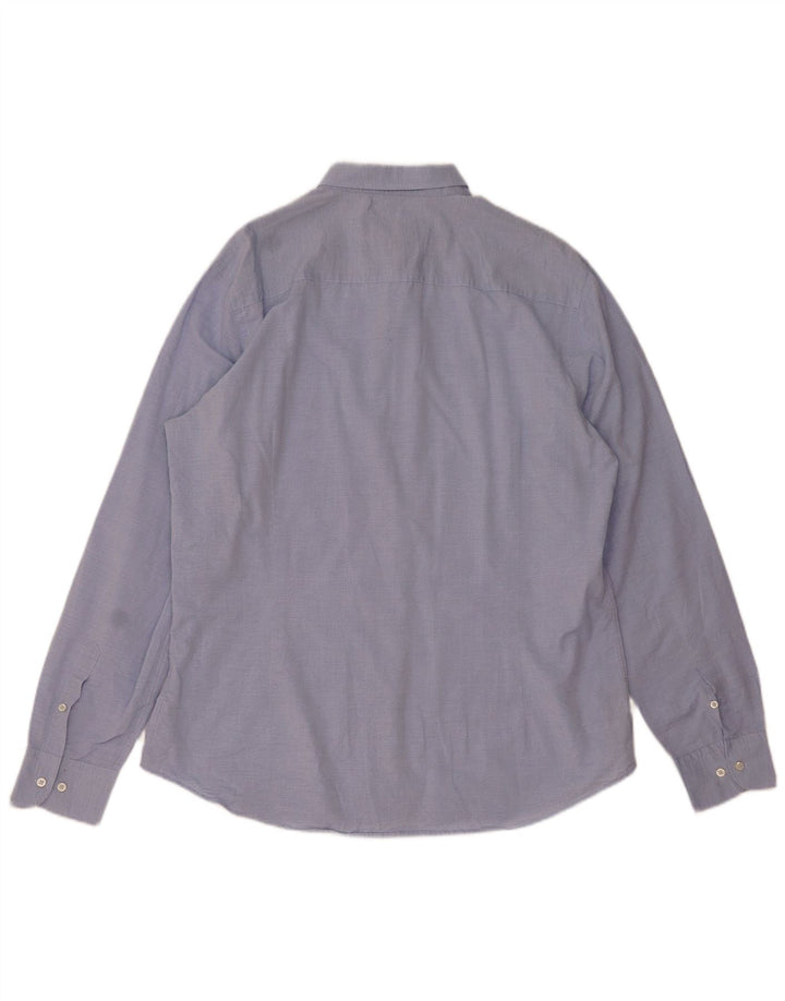 Massimo Dutti herreskjorte 2XL blå nålestribet bomuld