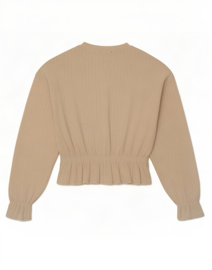 Zara Womens Relaxed Fit Bluse Top UK 10 Small Beige Polyester