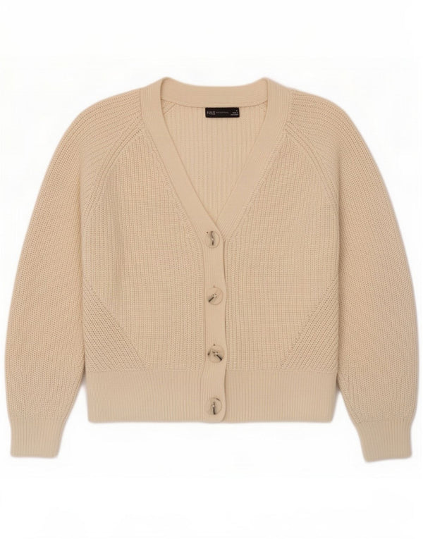 Marks & Spencer Dame Cardigan Sweater UK 14 Medium Off White Bomuld