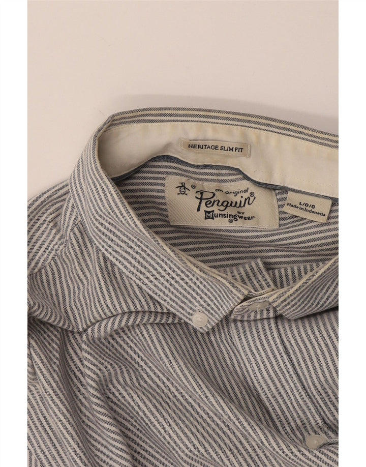 Penguin Heritage Slim Fit Skjorte Stor grå nålestribe