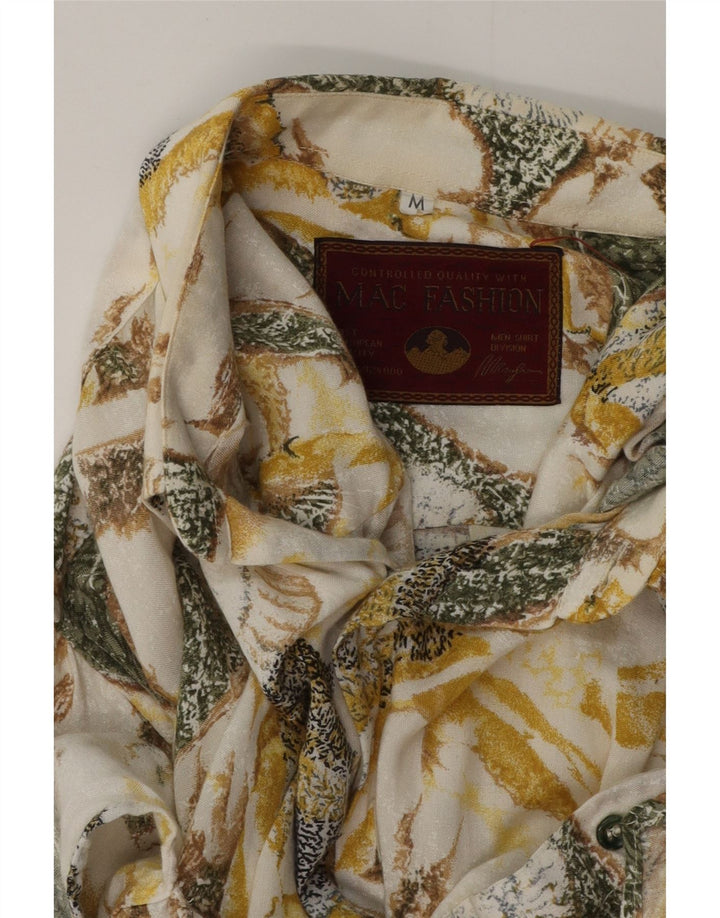 MAC Mens Short Sleeve Shirt Medium Beige Floral