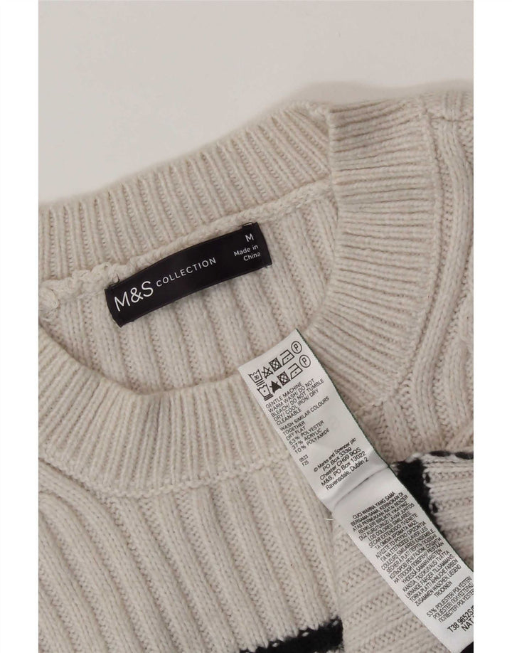 Marks & Spencer Dame sweater med rund hals DK 14 Medium Beige Stribet