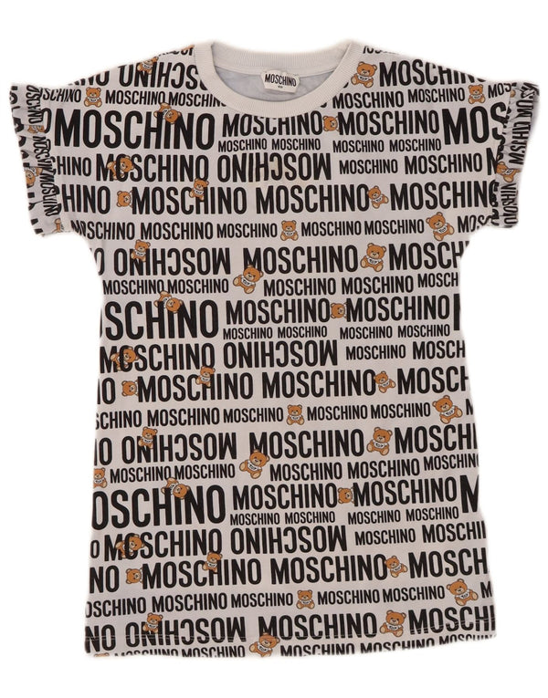 MOSCHINO Piger Grafisk T-Shirt Top 7-8 År Grå Bomuld