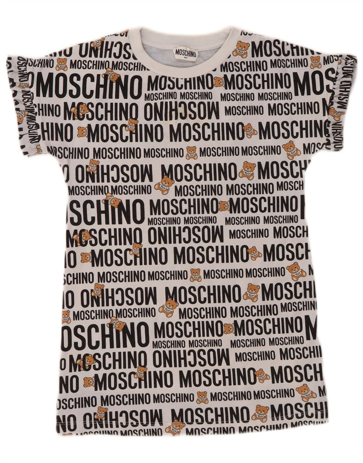 MOSCHINO Piger Grafisk T-Shirt Top 7-8 År Grå Bomuld