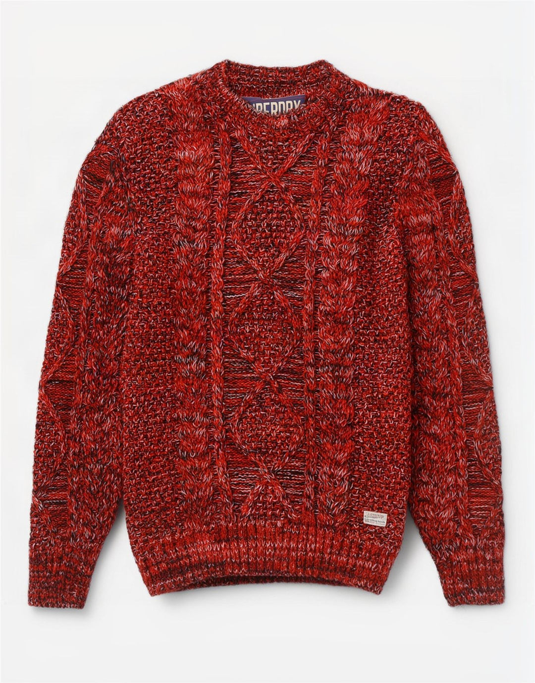 Superdry Herre Boat Neck Jumper Sweater Medium Rød Flecked Acryl
