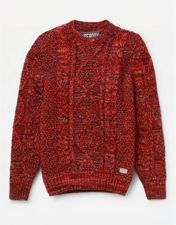 Superdry Herre Boat Neck Jumper Sweater Medium Rød Flecked Acryl