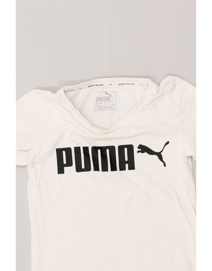 PUMA Boys Graphic T-Shirt Top 5-6 Years White Cotton | Vintage Puma | Thrift | Second-Hand Puma | Used Clothing | Messina Hembry 