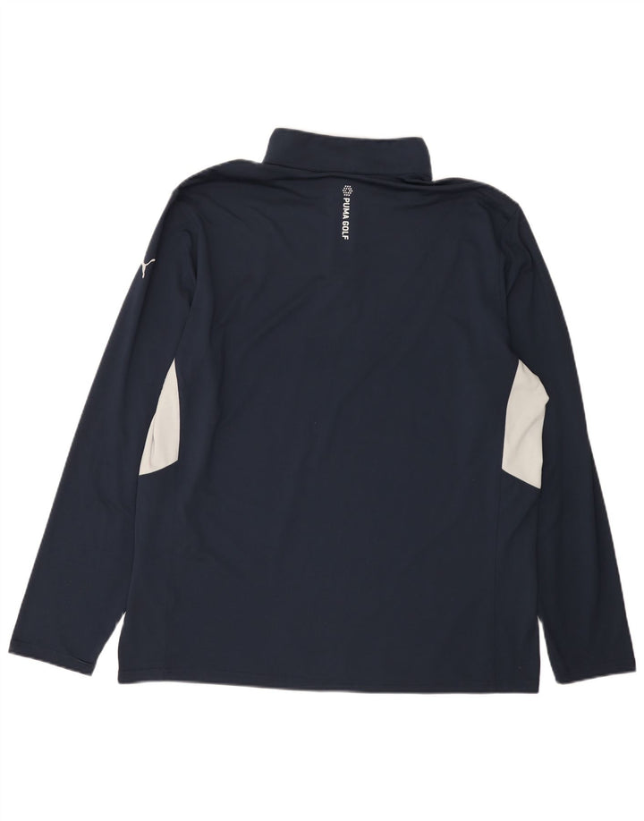Puma Herre Zip Neck Pullover Træningsdragt Top XL Navy Blue Colourblock