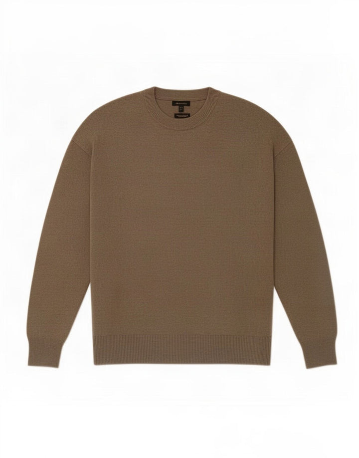Massimo Dutti Dame Oversized Crew Neck Jumper Sweater UK 10 Small Brown