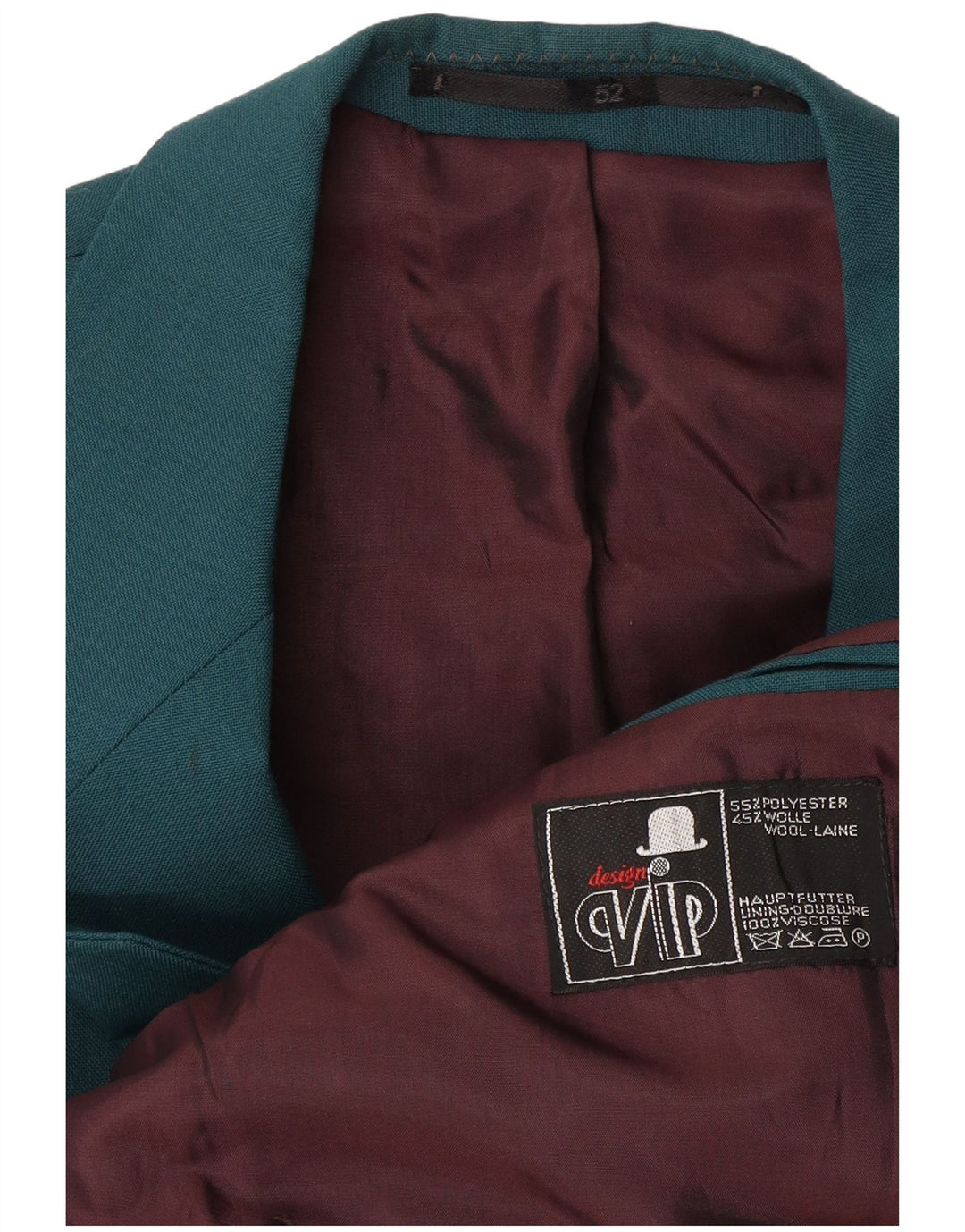 VIP Herre Dobbeltradet Blazerjakke IT 52 XL Grøn Uld