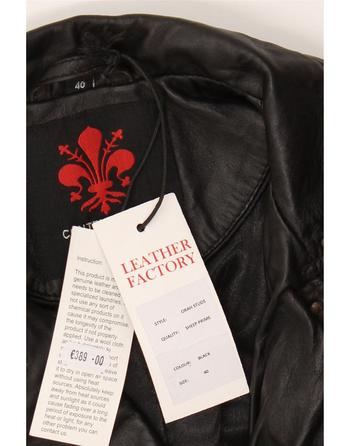 Vintage dame bikerjakke i læder IT 40 Lille sort læder