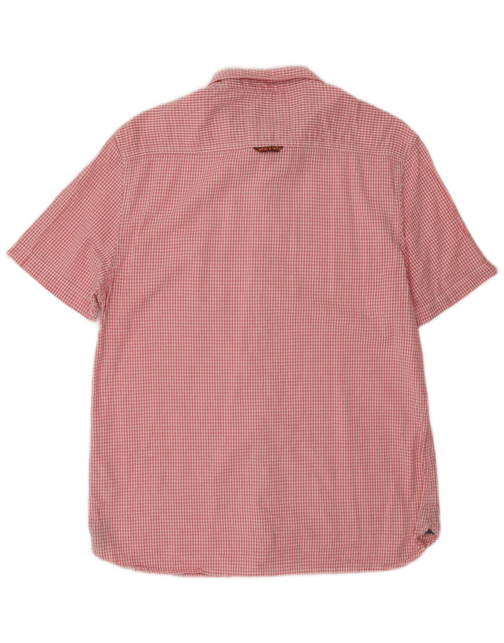 White Stuff Herre kortærmet Slim Fit skjorte XL Pink Gingham Cotton