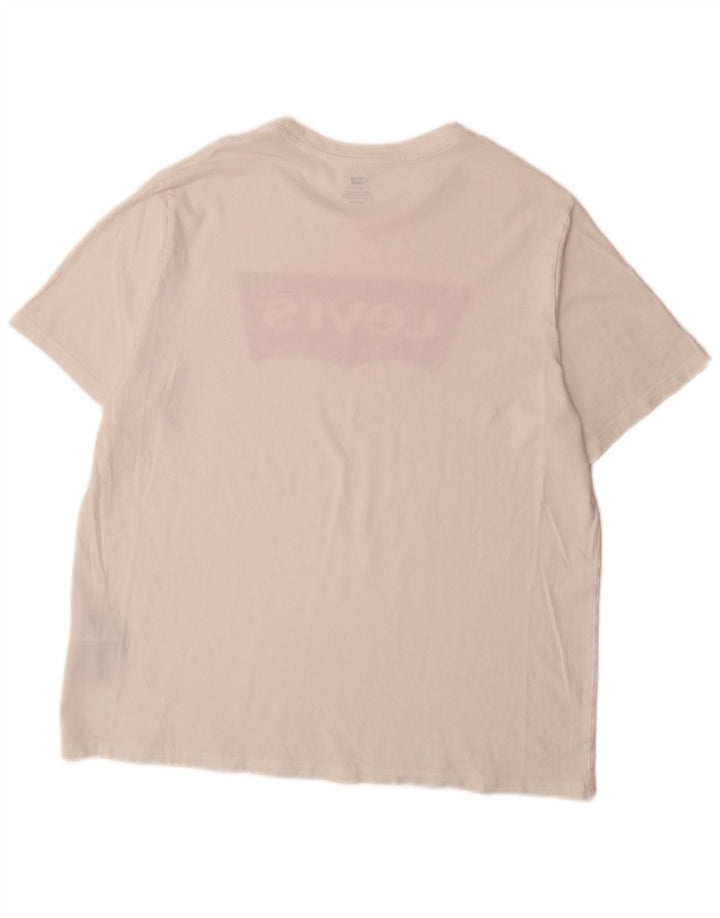 LEVI'S Herre Grafisk T-Shirt Top XL Hvid Bomuld