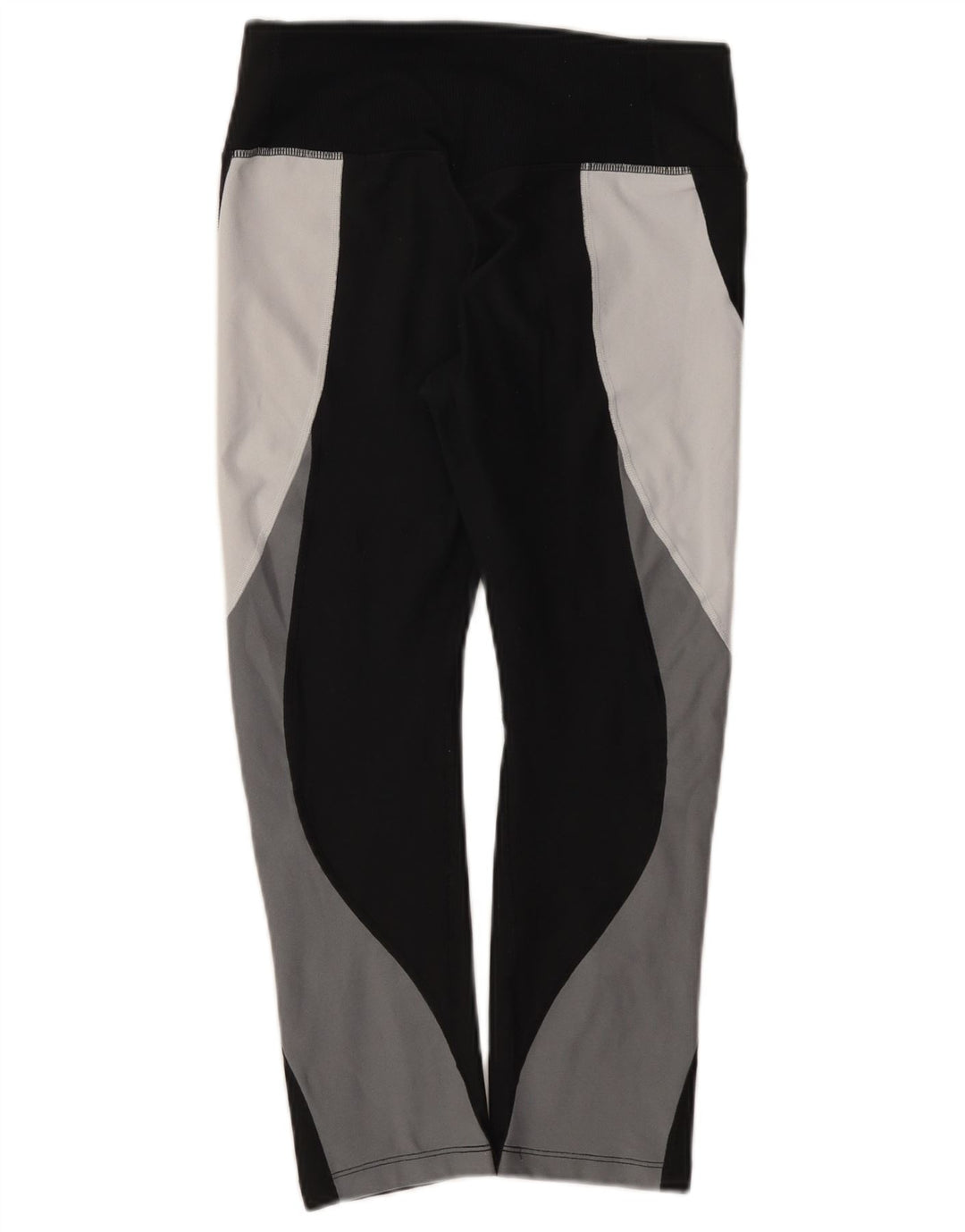 Nike Dame Dri Fit Capri Leggings UK 10 Small Black Colourblock Polyester