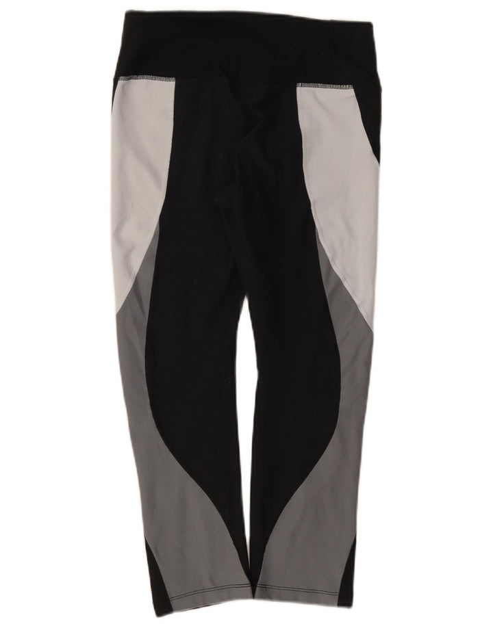 Nike Dame Dri Fit Capri Leggings UK 10 Small Black Colourblock Polyester