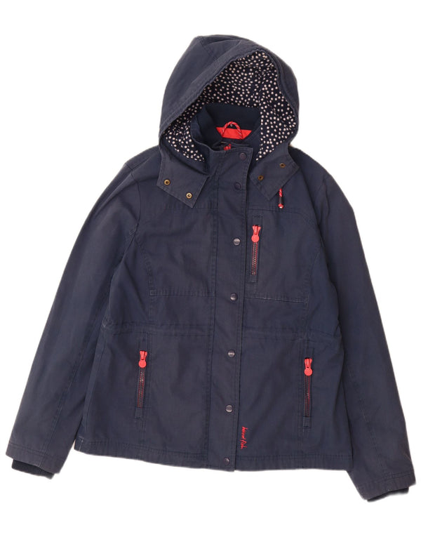 Weird Fish Dame Hætte Windbreaker Jacket UK 14 Large Navy Blue Polyester