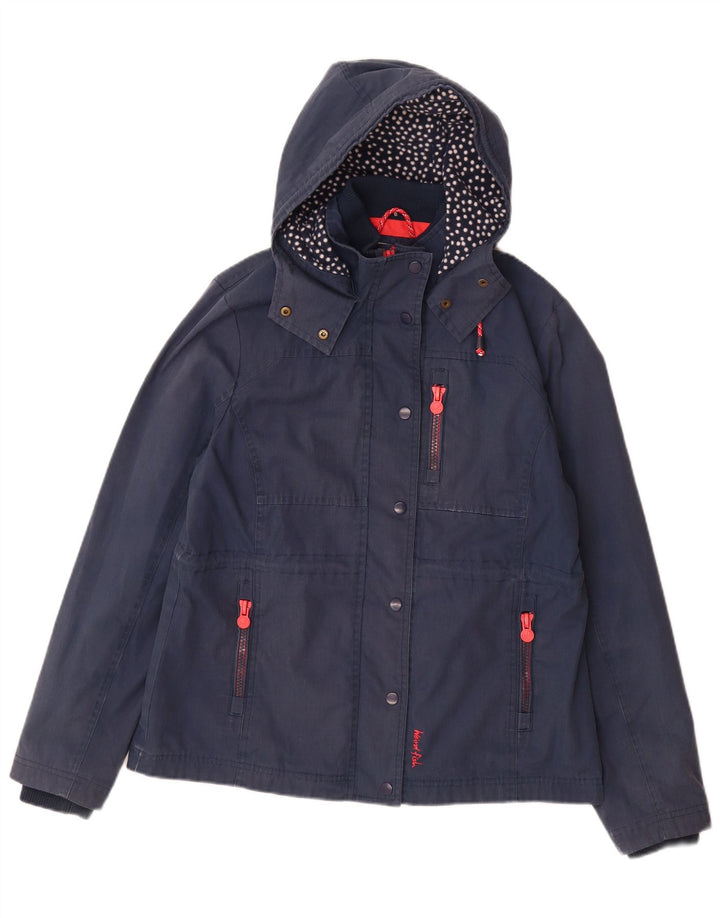Weird Fish Dame Hætte Windbreaker Jacket UK 14 Large Navy Blue Polyester