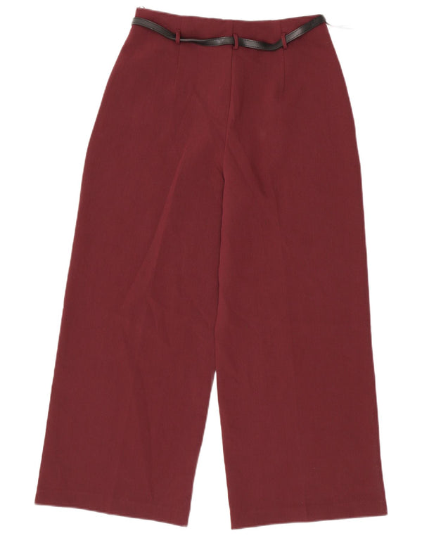 Zara kvinders højtaljede brede ben Casual bukser Small W26 L25 Burgundy