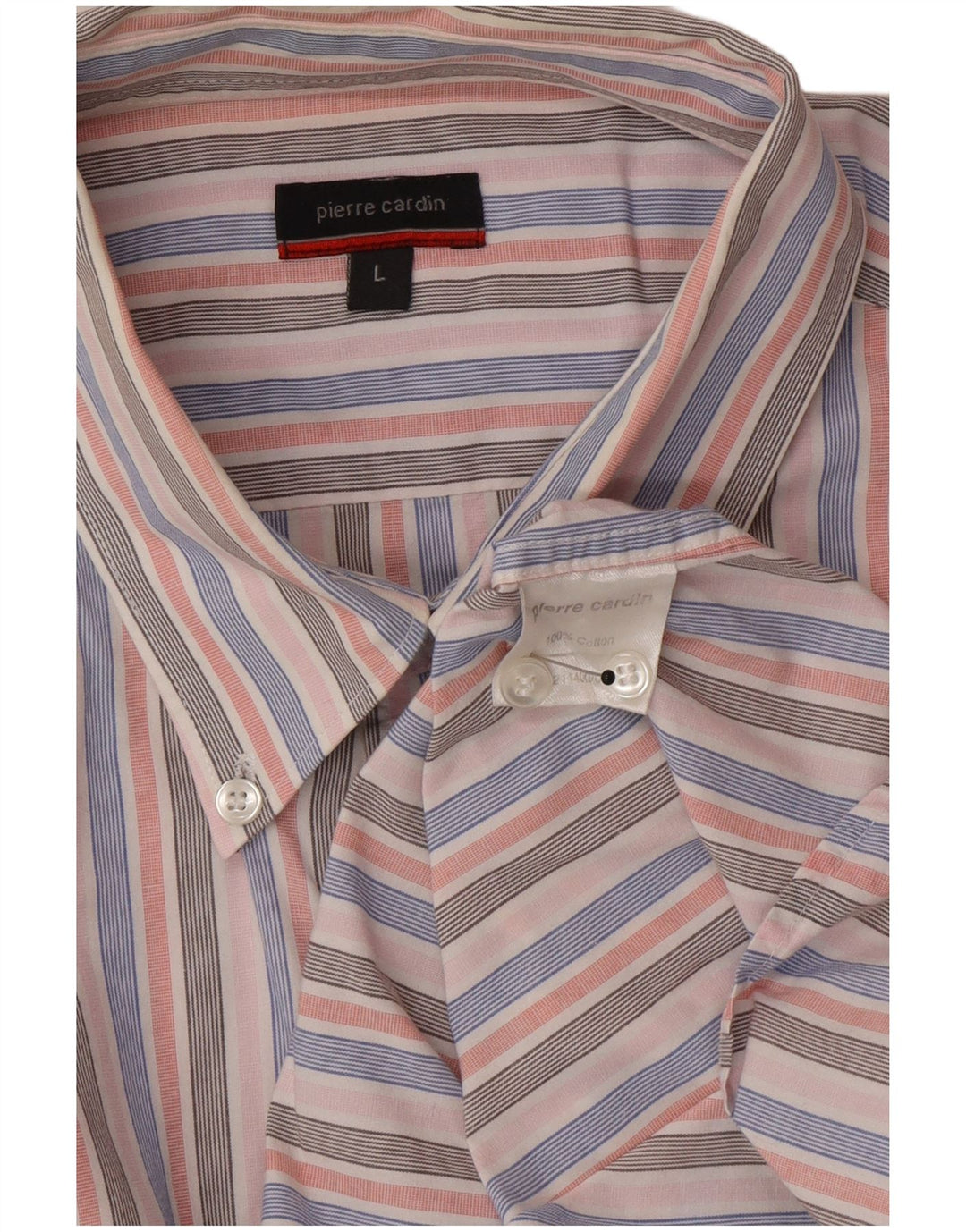 Pierre Cardin herreskjorte stor pink stribet bomuld