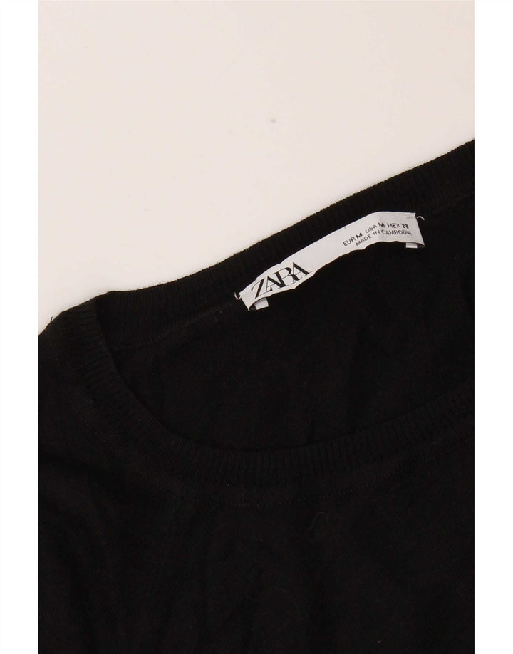 Zara Dame Boat Neck Jumper Sweater UK 14 Medium Black