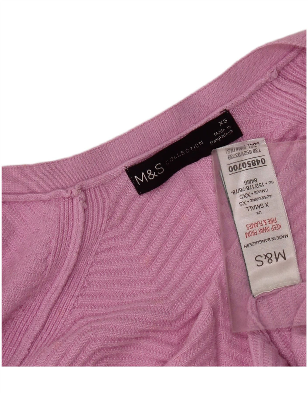 MARKS & SPENCER Womens Open Cardigan Sweater UK 10 Small Pink Chevron