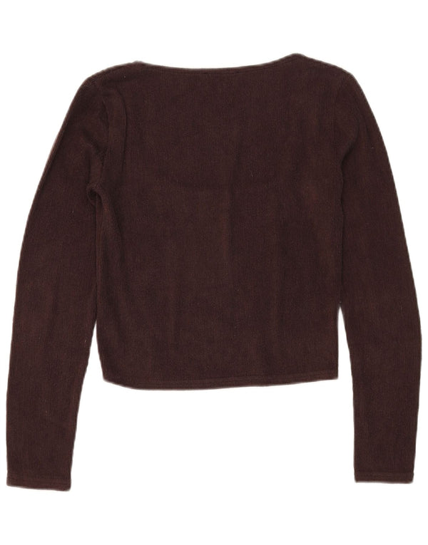 Zara Womens Crop Top Langærmet UK 12 Medium Brun Polyester