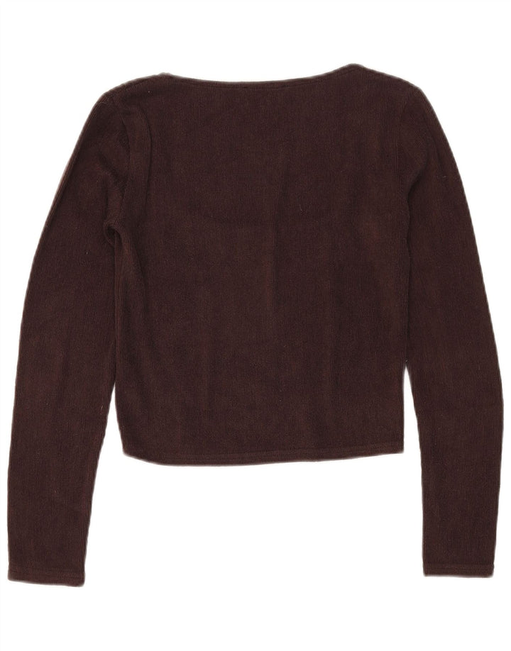 Zara Womens Crop Top Langærmet UK 12 Medium Brun Polyester