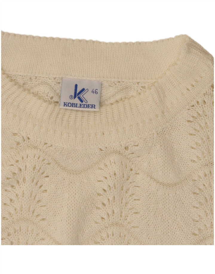 Vintage dame sweater med rund hals IT 46 Large Off White Chevron