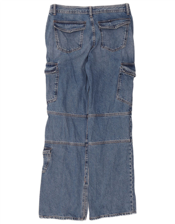 Zara Dame Cargo Straight Jeans EU 40 Medium W30 L31 Blå Bomuld