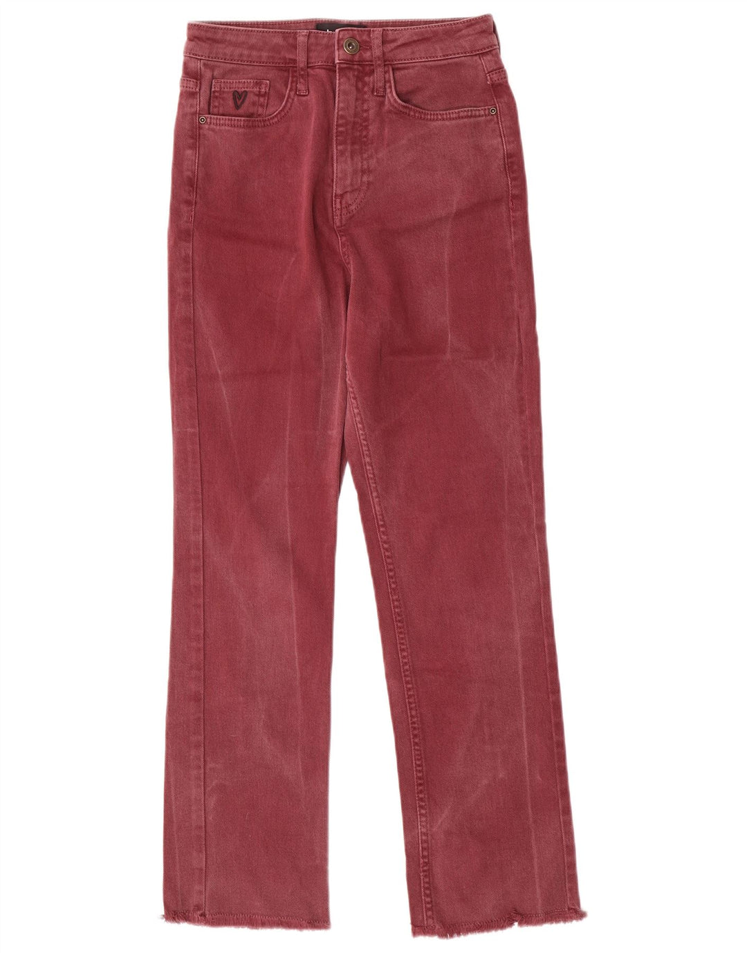 DESIGUAL Dame Højtaljede Straight Jeans EU 36 Small W26 L27 Maroon Bomuld