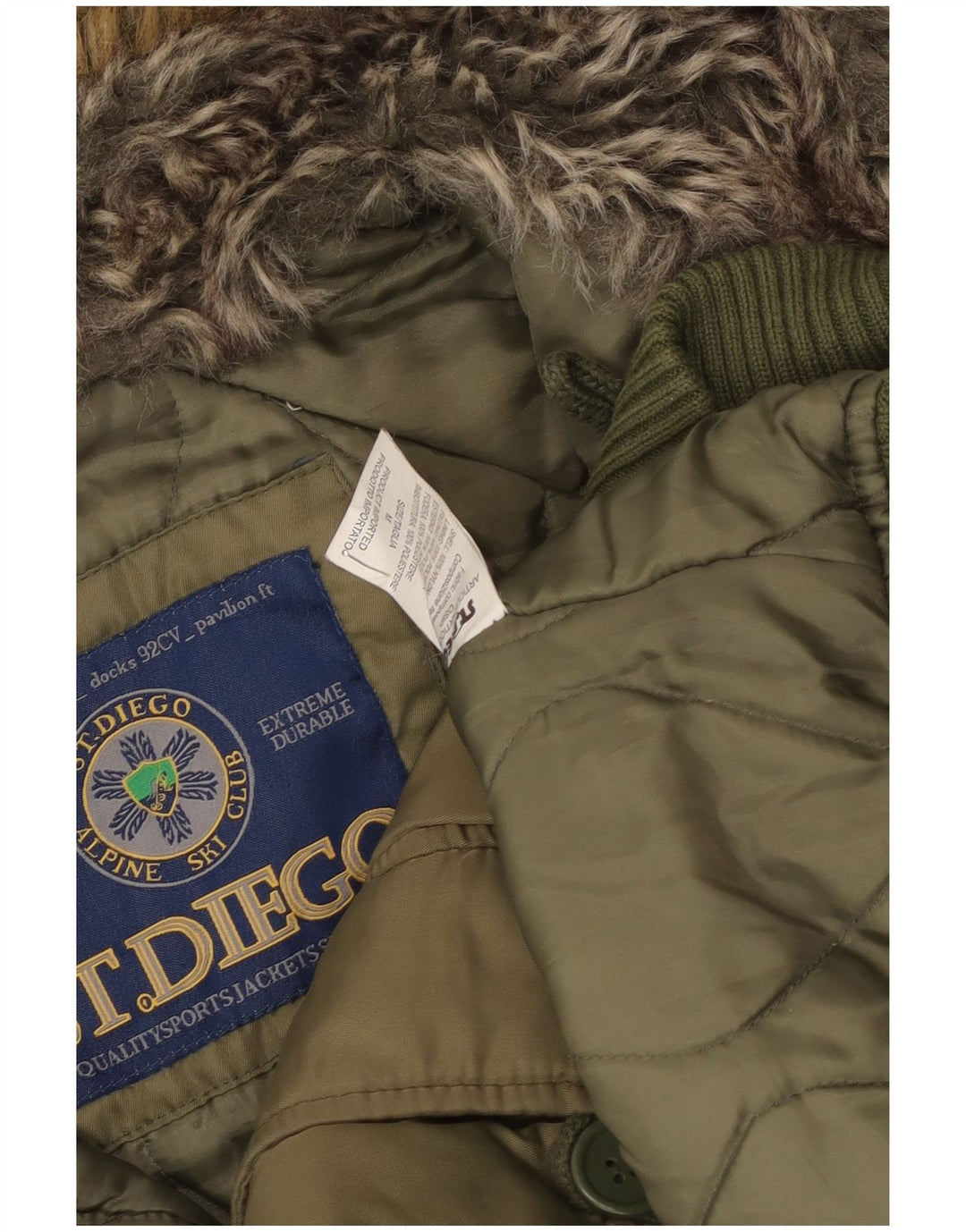 Vintage Herre Hætte Skijakke UK 38 Medium Khaki Nylon