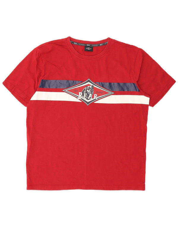 Bear Herre Grafisk T-Shirt Top XL Rød Bomuld