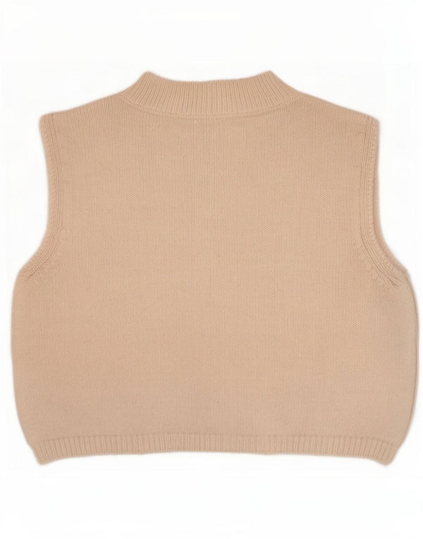 Topshop Womens Crop Vest Tank Top UK 14 Medium Beige Acrylic