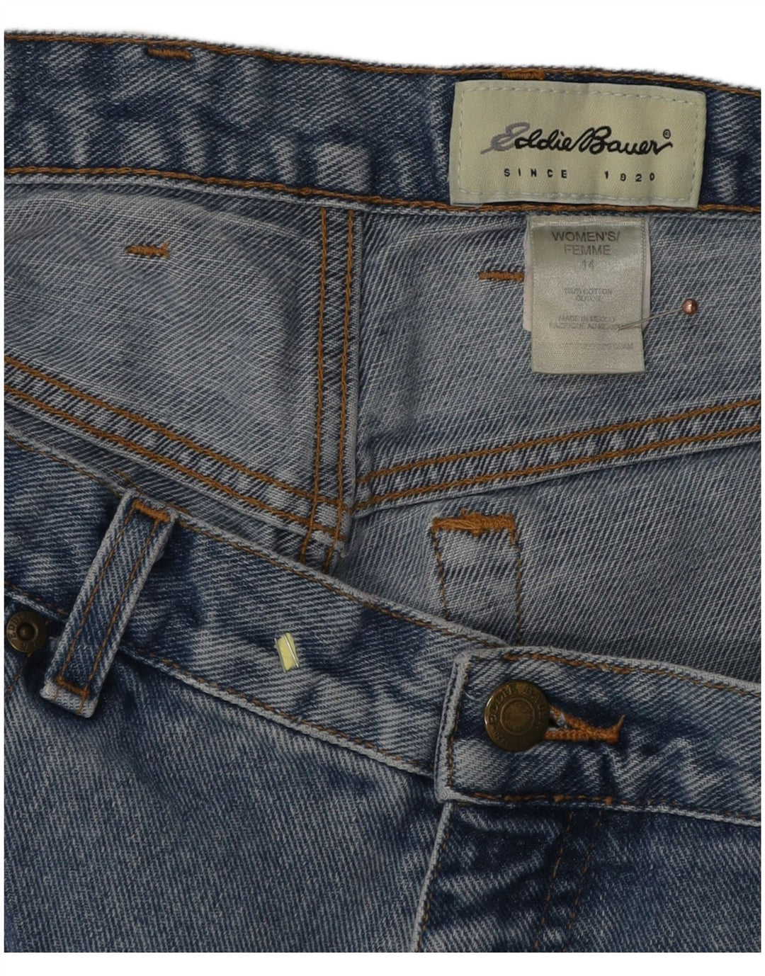 EDDIE BAUER Dame Denim Shorts US 14 XL W34 Blå Bomuld