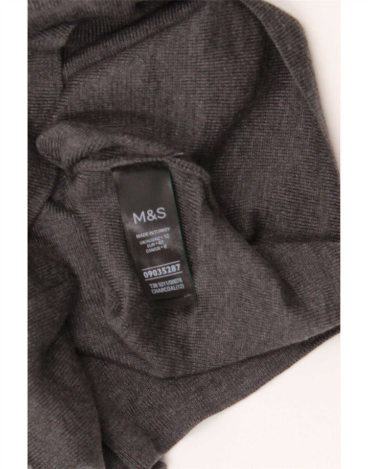 Marks & Spencer Dame Rullehals sweater UK 12 Medium Grå Viscose