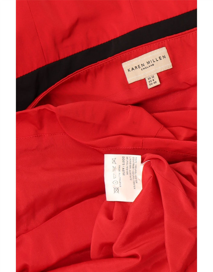 Karen Millen Dame Stropløs Kjole UK 12 Medium Rød Colourblock Polyester